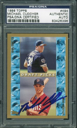 Twins Michael Cuddyer Authentic Signed Card 1998 Topps Rookie #494 PSA Slabbed