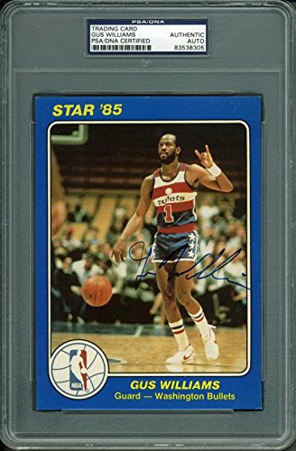 Bullets Gus Williams Authentic Signed Card 5X7 Star '85 Blue PSA/DNA Slabbed