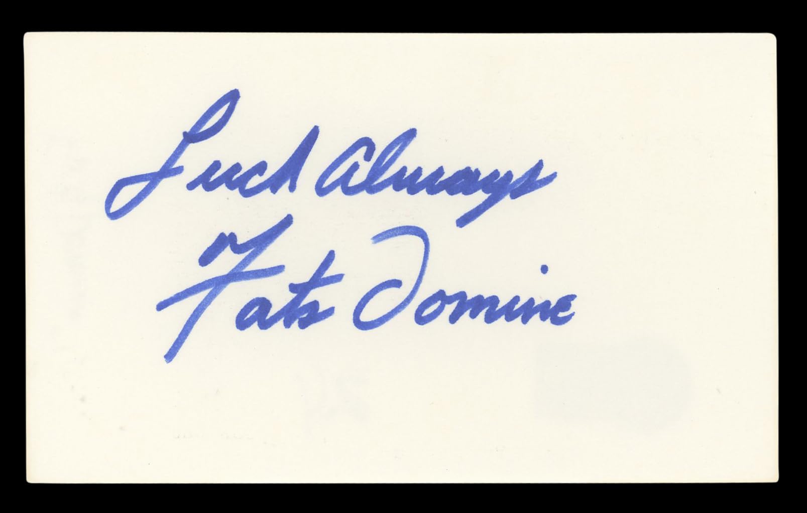 Fats Domino "Luck Always" Authentic Signed 3x5 Index Card BAS #BL96641