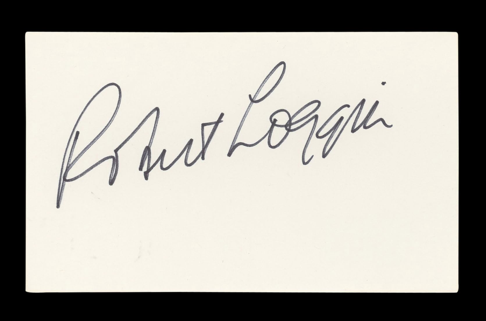 Robert Loggia Big Authentic Signed 3x5 Index Card Autographed BAS #BL96585