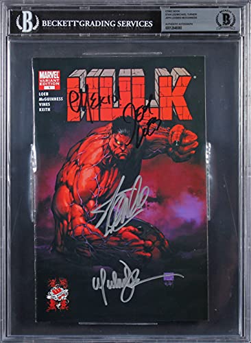 (4) Stan Lee, Turner, Loeb & McGuinness Signed Hulk Variant Ed #1 Comic BAS Slab