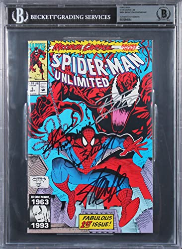 (4) Stan Lee, Lim, +2 Signed Spider-Man Maximum Carnage #1 Comic BAS Slabbed