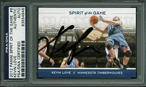 T-Wolves Kevin Love Signed Card 2012 Panini Spirit Of The Game #8 PSA Slabbed