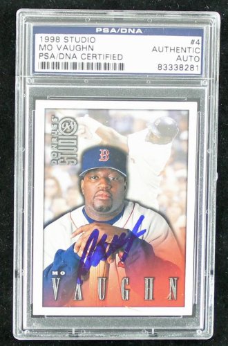 Red Sox Mo Vaughn Authentic Signed Card 1998 Studio #4 PSA/DNA Slabbed