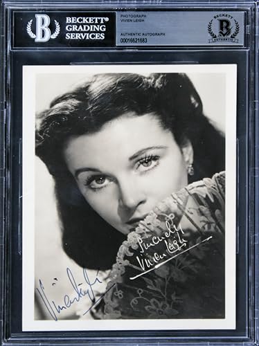 Vivien Leigh Gone with the Wind Signed Black & White 5x7 Photo BAS Slabbed