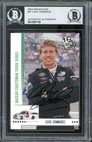 NASCAR Carl Edwards Authentic Signed 2004 Press Pass #51 Card BAS Slabbed