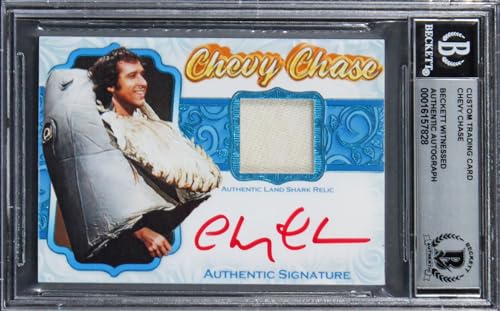 Chevy Chase SNL Signed Landshark Custom Trading Card Auto 10! BAS Slabbed
