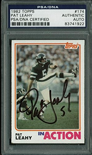 Jets Pat Leahy Authentic Signed Card 1982 Topps #174 In Black PSA/DNA Slabbed