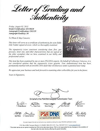 Eddie "Ed" Vedder Signed Vitalogy Cd Cover W/ Cd Auto Graded 10! PSA/DNA #U01319