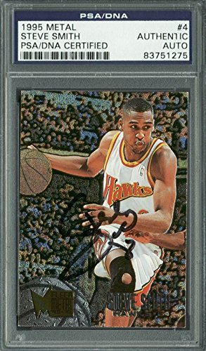 Heat Steve Smith Authentic Signed Card 1995 Metal #4 PSA/DNA Slabbed