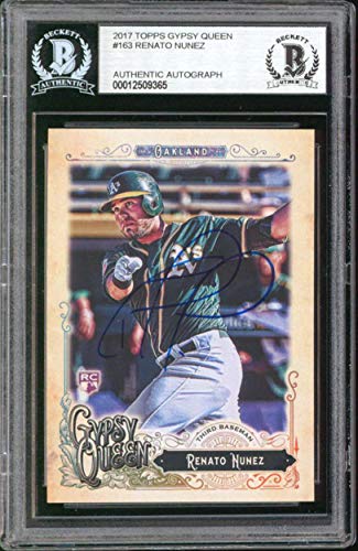 Athletics Renato Nunez Signed 2017 Topps Gypsy Queen #163 Rookie Card BAS Slab