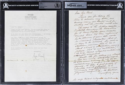Ayn Rand Authentic Signed 7.25x10 Typed Letter Dated Nov. 29, 1946 BAS Slabbed