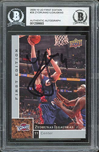 Cavaliers Zydrunas Ilgauskas Signed 2009 UD First Edition #28 Card BAS Slabbed