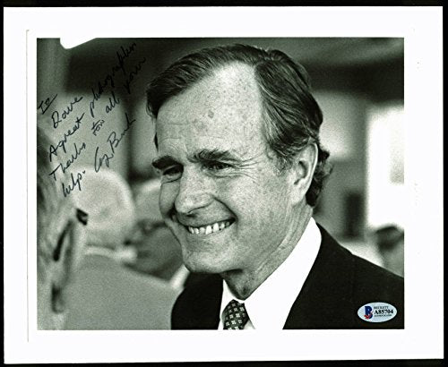 George H.W. Bush Authentic Signed & Mounted Black & White 8x10 Photo BAS #A85704
