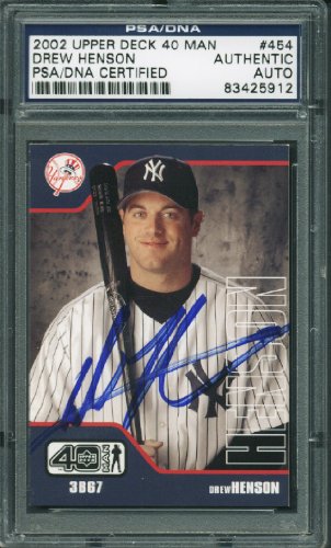 Yankees Drew Henson Authentic Signed Card 2002 Ud Rc 40 Man #454 PSA/DNA Slabbed