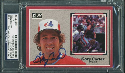 Expos Gary Carter Authentic Signed 3.5X5 1983 Donruss #58 Card PSA/DNA Slabbed