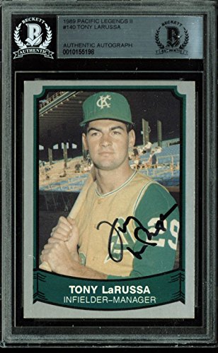 Athletics Tony LaRussa Signed Card 1989 Paciffic Legends II #140 BAS Slabbed