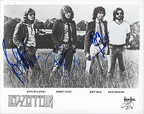 Led Zeppelin (3) Page, Plant, & Jones Authentic Signed 8x10 Photo JSA #BB98883