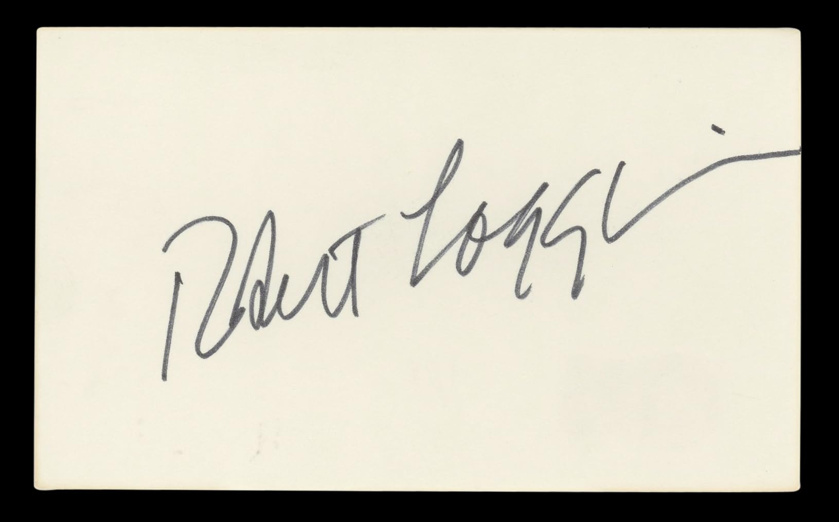 Robert Loggia Big Authentic Signed 3x5 Index Card Autographed BAS #BL96579