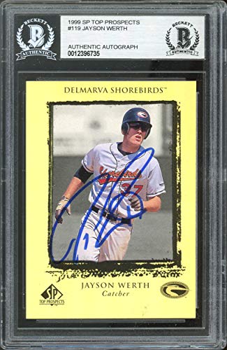Nationals Jayson Werth Signed 1999 SP Top Prospects #119 Card BAS Slabbed