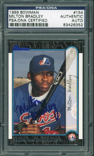 Expos Milton Bradley Authentic Signed Card 1999 Bowman #154 PSA/DNA Slabbed