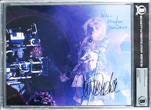 Carrie Fisher & Peter Mayhew Star Wars Signed 8x10 Photo BAS Slabbed