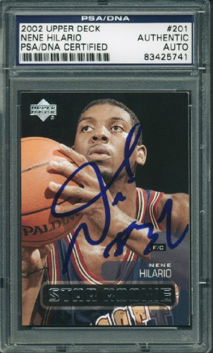 Nuggets Nene Hilario Authentic Signed Card 2002 Upper Deck #201 PSA/DNA Slabbed