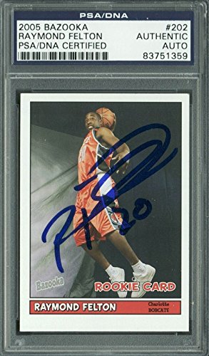 Bobcats Raymond Felton Authentic Signed Card 2005 Bazooka RC #202 PSA Slabbed