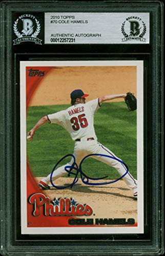 Phillies Cole Hamels Authentic Signed 2010 Topps #70 Card BAS Slabbed