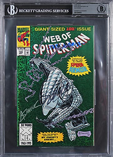 (3) Stan Lee, Romita Sr., & Saviuk Signed Web Of Spider-Man #100 Comic BAS Slab