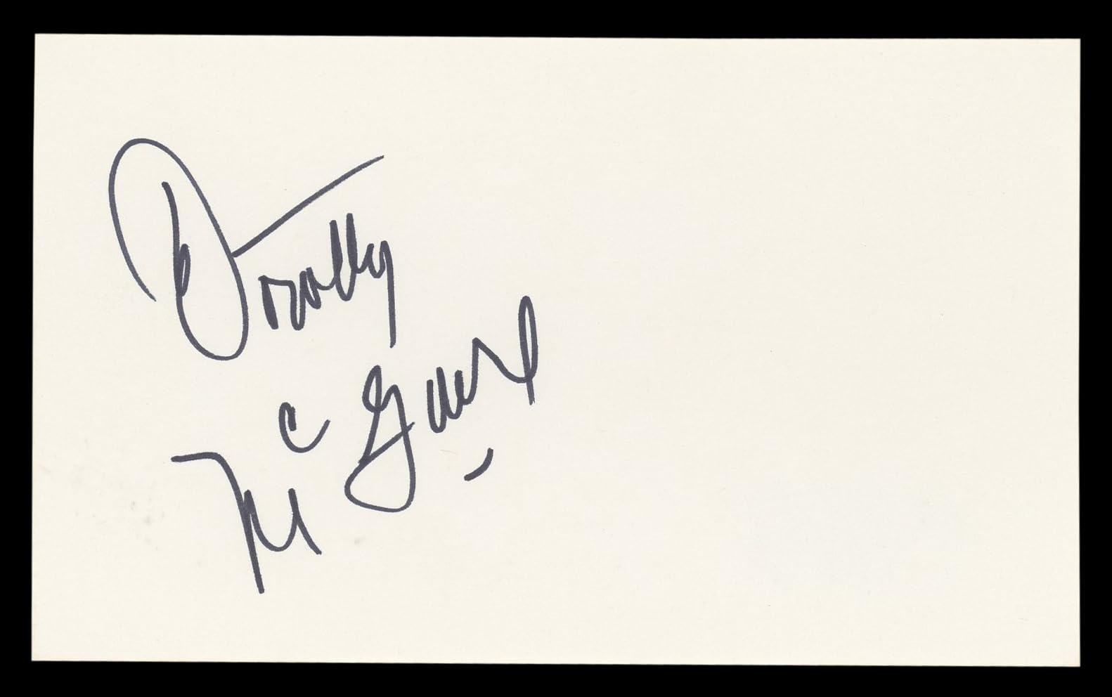 Dorothy McGuire Gentleman's Agreement Signed 3x5 Index Card BAS #BL98874