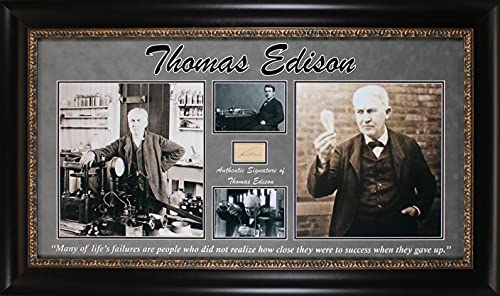 Thomas Edison Authentic Signed & Framed 1.75x2.75 Cut Signature BAS #AA03538