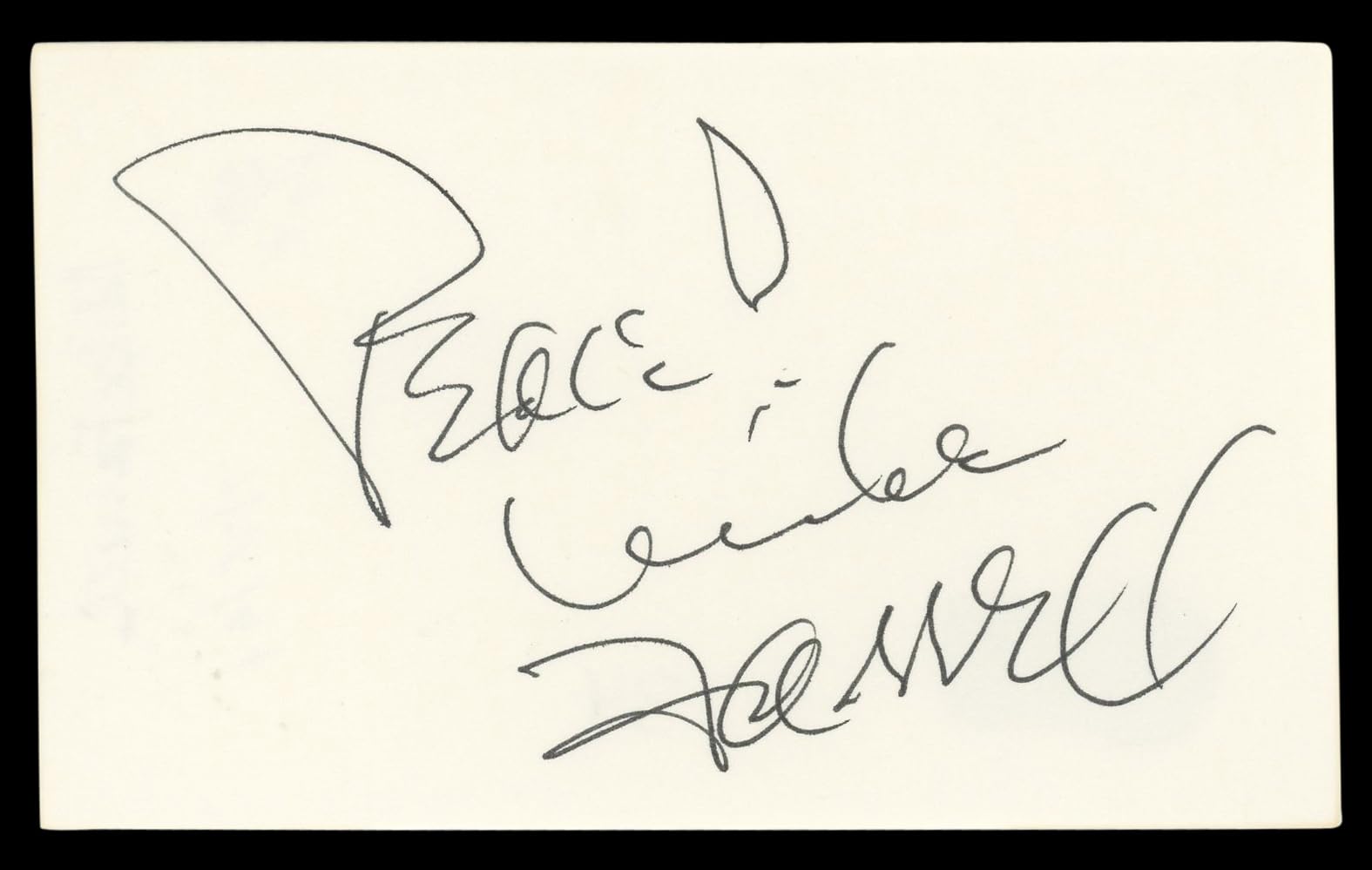 Mike Farrell M*A*S*H "Peace!" Authentic Signed 3x5 Index Card BAS #BL96776