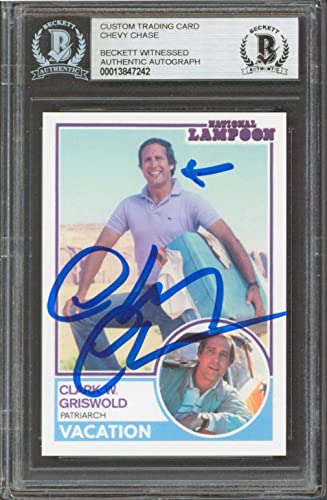 Chevy Chase Vacation Signed Clark W. Griswold Custom Trading Card BAS Slabbed