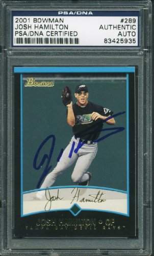 Rays Josh Hamilton Authentic Signed Card 2001 Bowman Rookie #289 PSA/DNA Slabbed