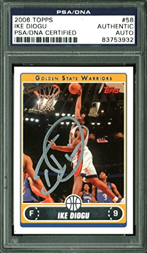 Warriors Ike Diogu Authentic Signed Card 2006 Topps #58 PSA/DNA Slabbed