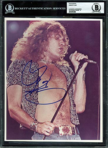 Robert Plant Authentic Signed 8x10 Photo Auto Graded Mint 9! BAS Slabbed