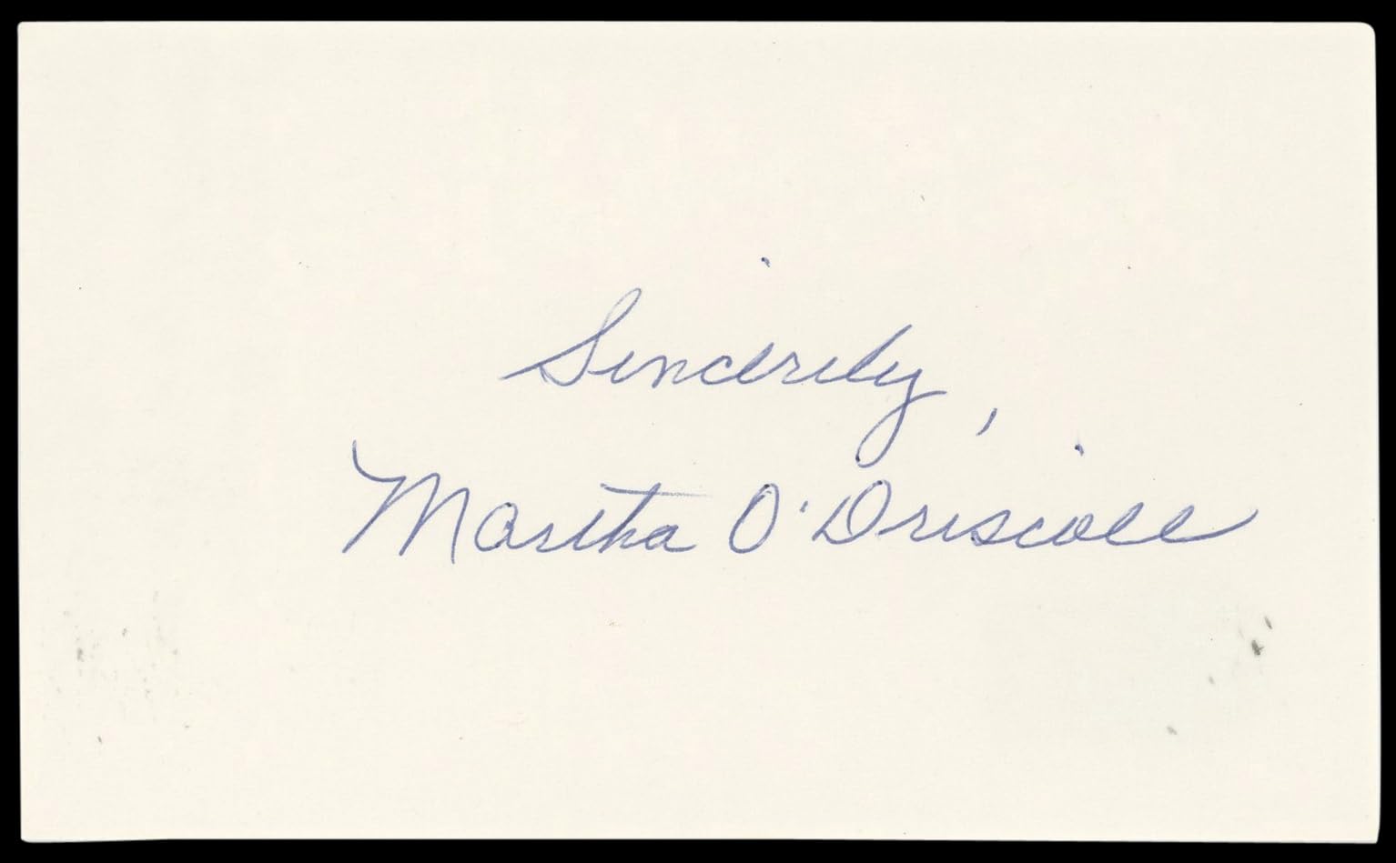 Martha O'Driscoll House of Dracula Authentic Signed 3x5 Index Card BAS #BN89208