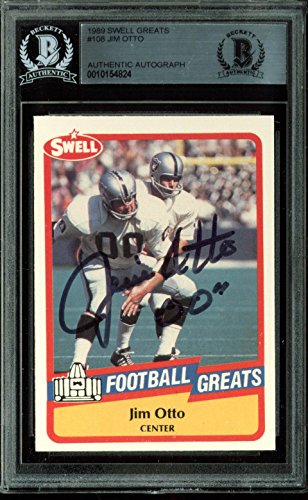 Raiders Jim Otto Authentic Signed Card 1989 Swell Greats #108 BAS Slabbed