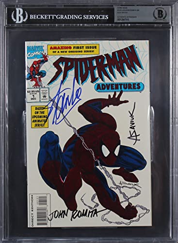 (3) Stan Lee, Romita Sr. & Saviuk Signed Spider-Man Adventures #1 Comic BAS Slab