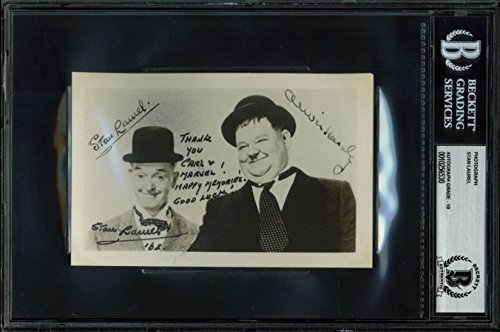 Stan Laurel "'62" Signed 3.5x5.5 Photo Auto Graded Gem Mint 10! BAS Slabbed 1