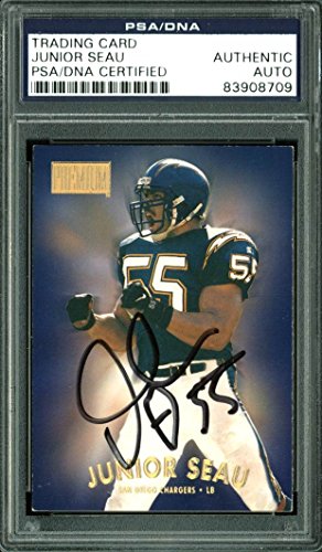 Chargers Junior Seau Authentic Signed Card 1997 Skybox #80 PSA/DNA Slabbed