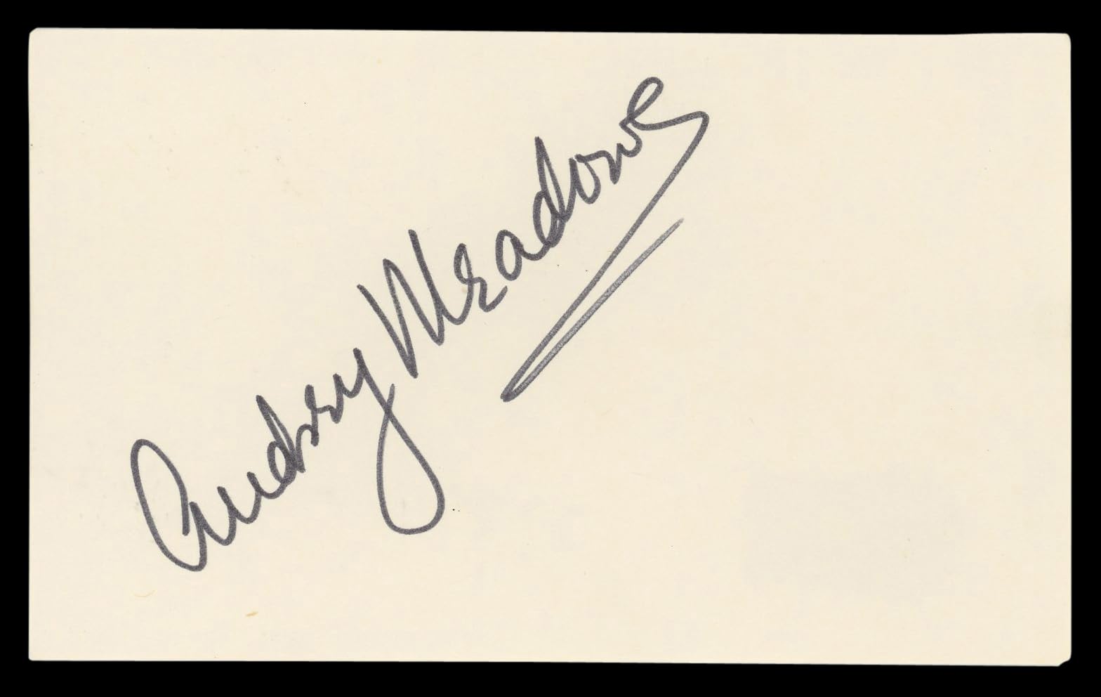 Audrey Meadows The Honeymooners Authentic Signed 3x5 Index Card BAS #BL96906