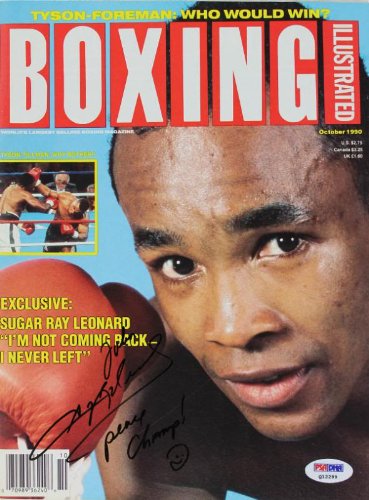 Sugar Ray Leonard Boxing Authentic Signed 90 Boxing Illustrated PSA/DNA #Q12299