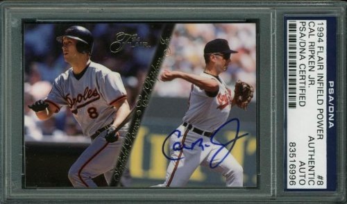 Orioles Cal Ripken Jr. Signed Card 1994 Flair Infield Power #8 PSA/DNA Slabbed
