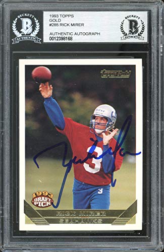 Seahawks Rick Mirer Authentic Signed 1993 Topps Gold #285 Card BAS Slabbed