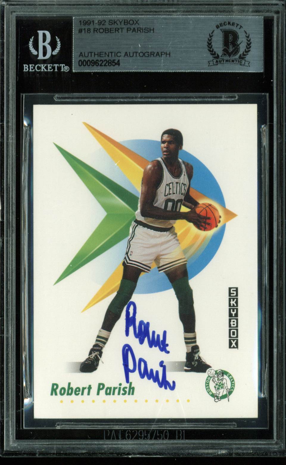 Celtics Robert Parish Authentic Signed Card 1991 Skybox #18 BAS Slabbed