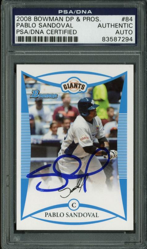 Giants Pablo Sandoval Signed Card 2008 Bowman Dp & Pros Rc #84 PSA/DNA Slabbed