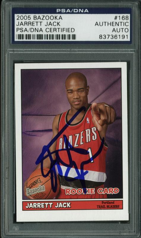Blazers Jarrett Jack Authentic Signed Card 2005 Bazooka Rc #168 PSA/DNA Slabbed