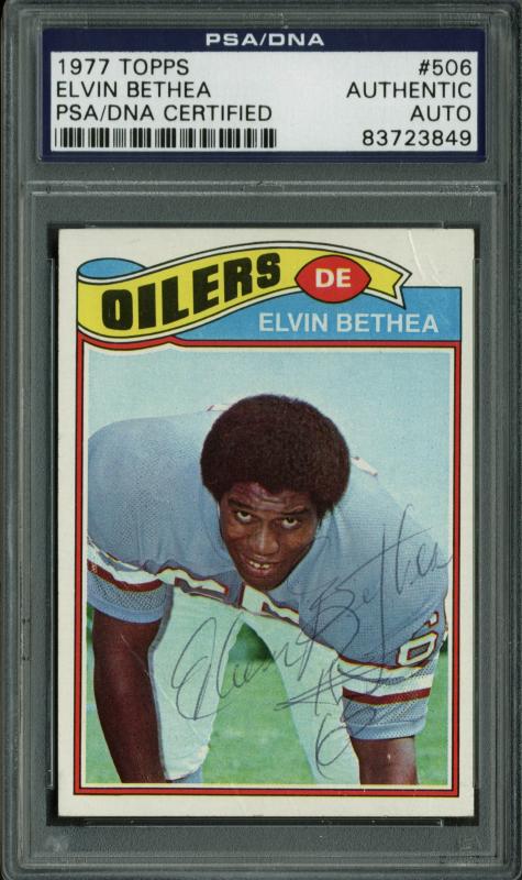 Oilers Elvin Bethea Authentic Signed Card 1977 Topps #506 PSA/DNA Slabbed